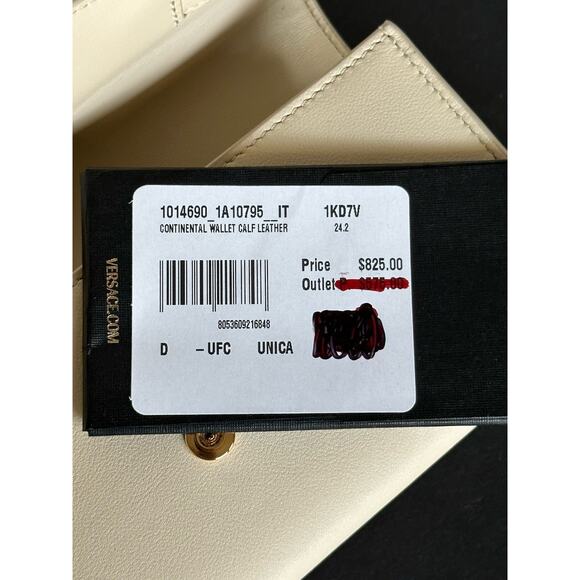 Versace Medusa Sand Calf Leather Long Continental Wallet 1014690 Italy NWT $825